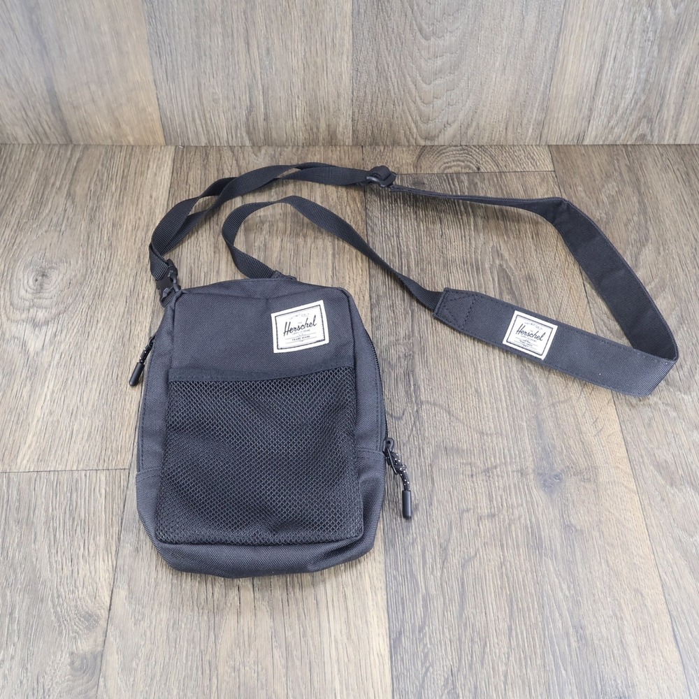 Herschel Supply Co Form Crossbody Bag Black Canvas Messenger Shoulder Bag 8"x6"